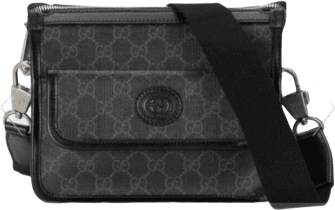 Sac Gucci Interlocking G Messenger Bag Monogram GG Canvas Noir