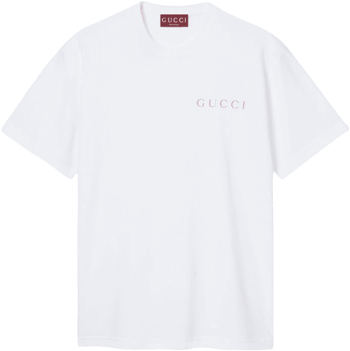 Gucci T-Shirt Blanc Logo Rose