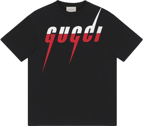 T-shirt Gucci imprimé logo noir et rouge