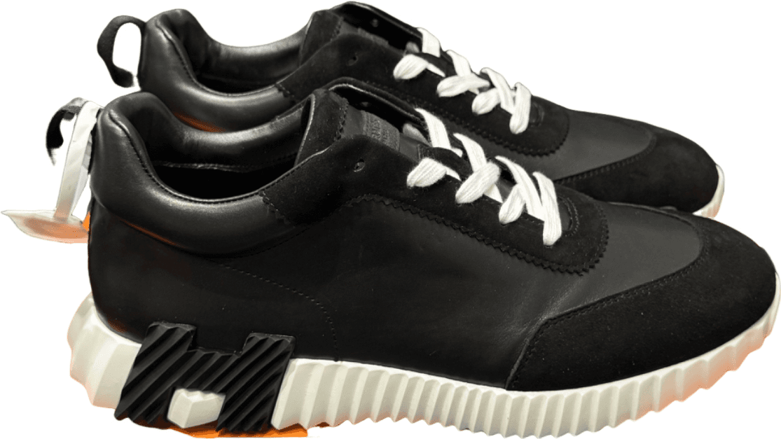 Baskets Hermès 327 Cuir Noir et Blanc