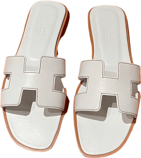 Hermès Oran Sandales Cuir Blanc et Beige