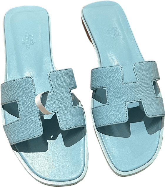Hermès Oran Sandal Light Blue Epsom Leather