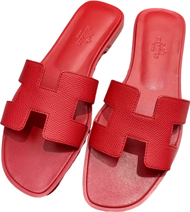 Hermès Oran Sandales en Cuir Tressé Rouge