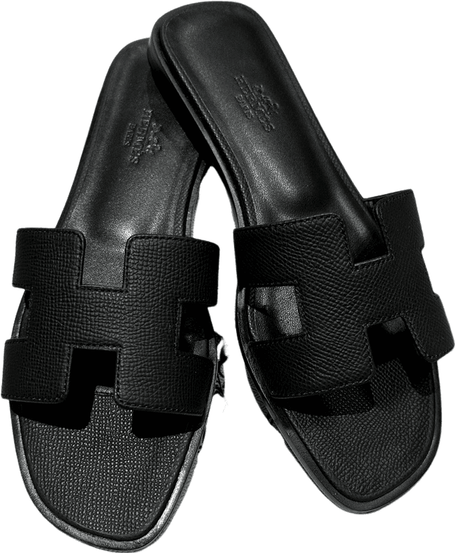 Hermès Oran Sandal Black Lizard