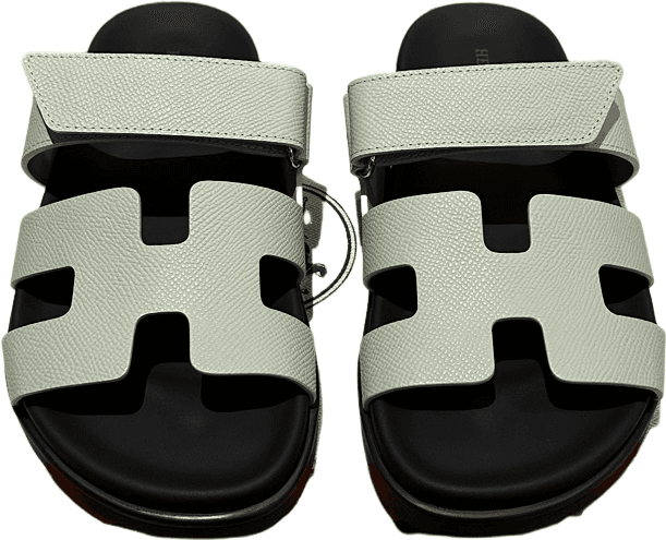 Sandales Hermès Oran en Toile et Cuir Noir