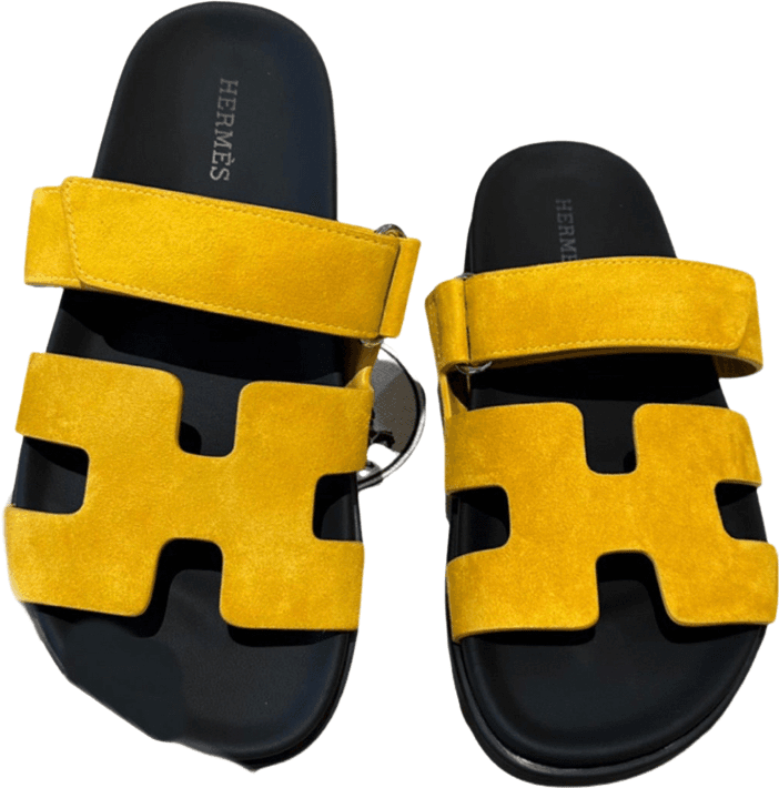 Hermès Chypre Sandales Bicolores Jaune et Noir