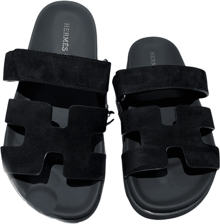 Hermès Chypre Sandales Daim Noir