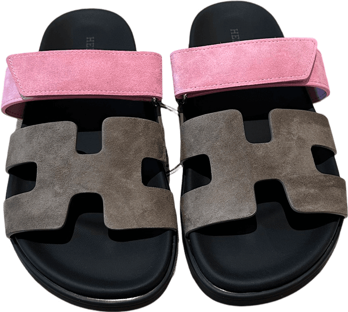 Sandales Hermès Oran Bicolores Rose et Taupe