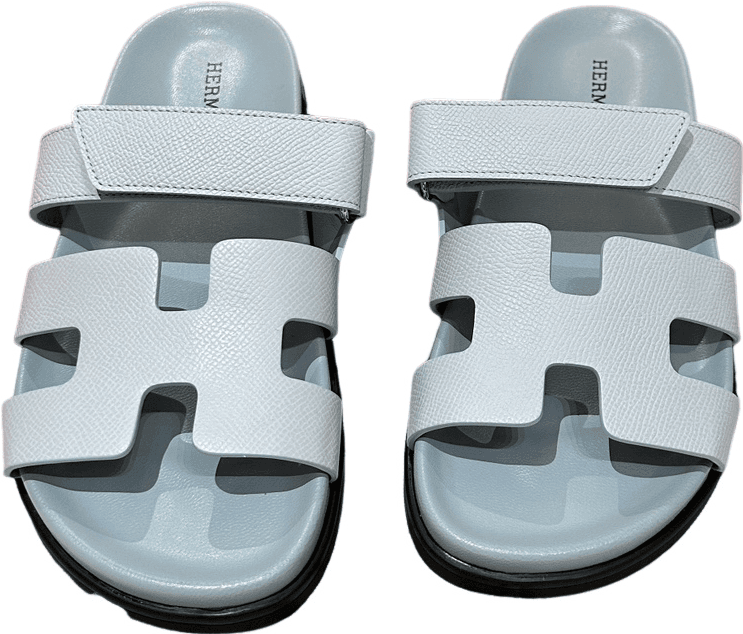 Hermès Chypre Sandal Cuir Blanc et Noir