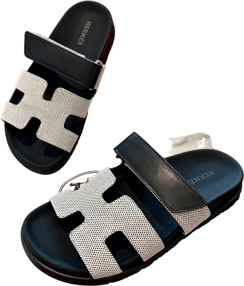 Hermès Sandales Oran en Toile et Cuir