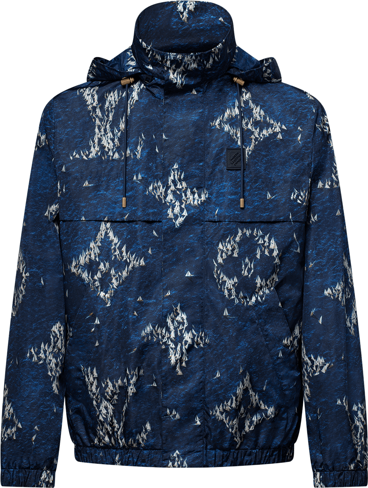 Veste Imperméable Motif Montagne et Voiliers Bleu Marine