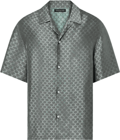 Ensemble Chemise Louis Vuitton Manches Courtes en Jacquard de Soie Mélangée