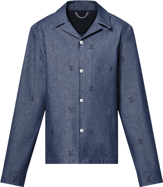 Chemise de Pyjama Louis Vuitton Blason Ornementée en Denim