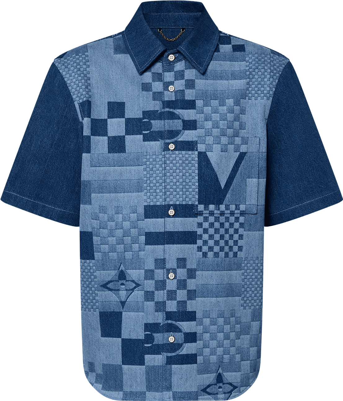 Chemise Louis Vuitton Manches Courtes Imprimée en Denim