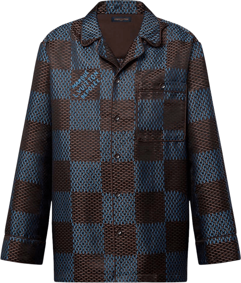 Louis Vuitton Long-sleeved Damier Silk Pyjama Shirt