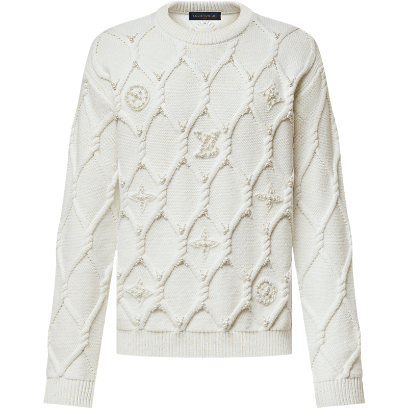 Pull Torsadé Ornementé en Laine Louis Vuitton