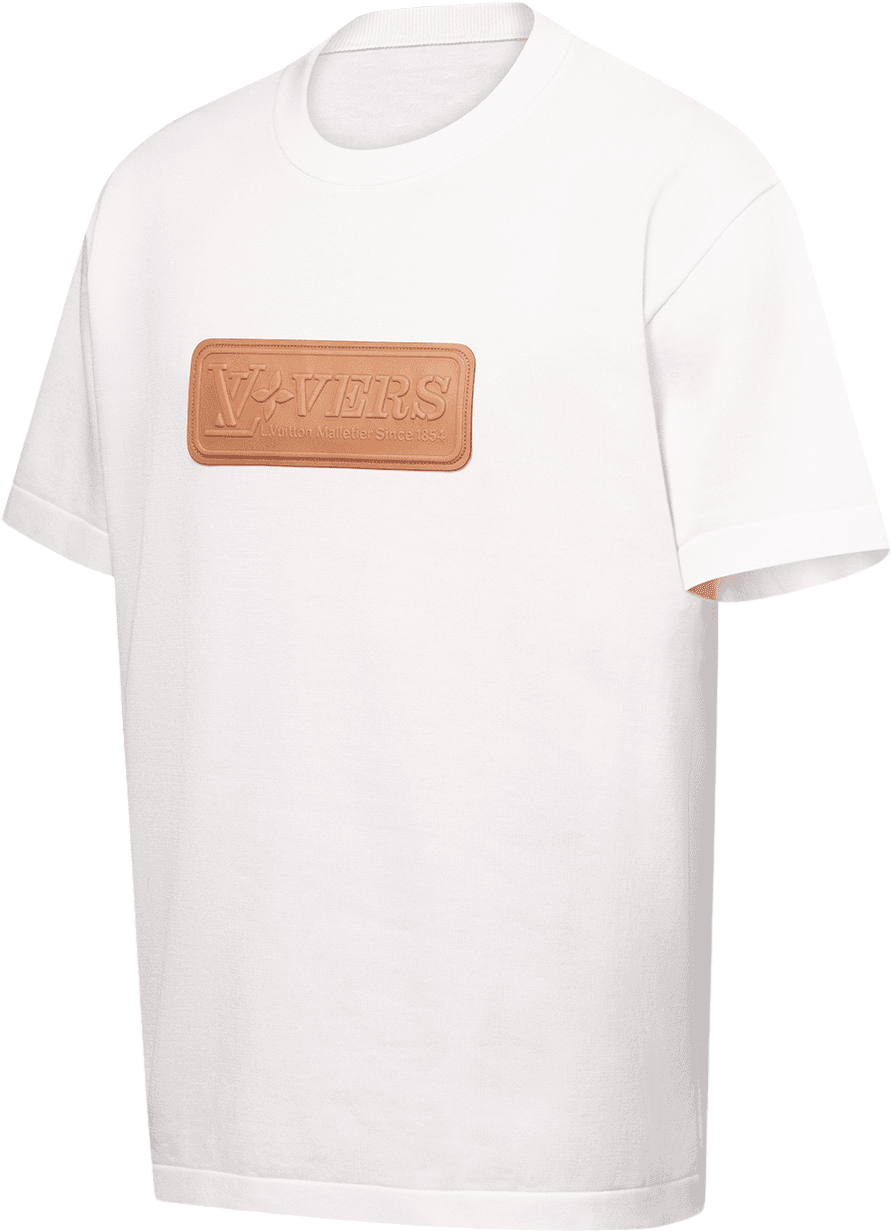 Tee-shirt Louis Vuitton Manches Courtes À Patchs en Cuir Naturel
