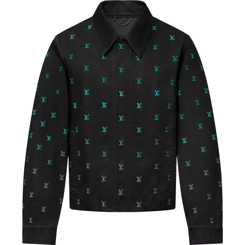Blouson Sportswear Brodé Louis Vuitton Blason Gradient en Denim