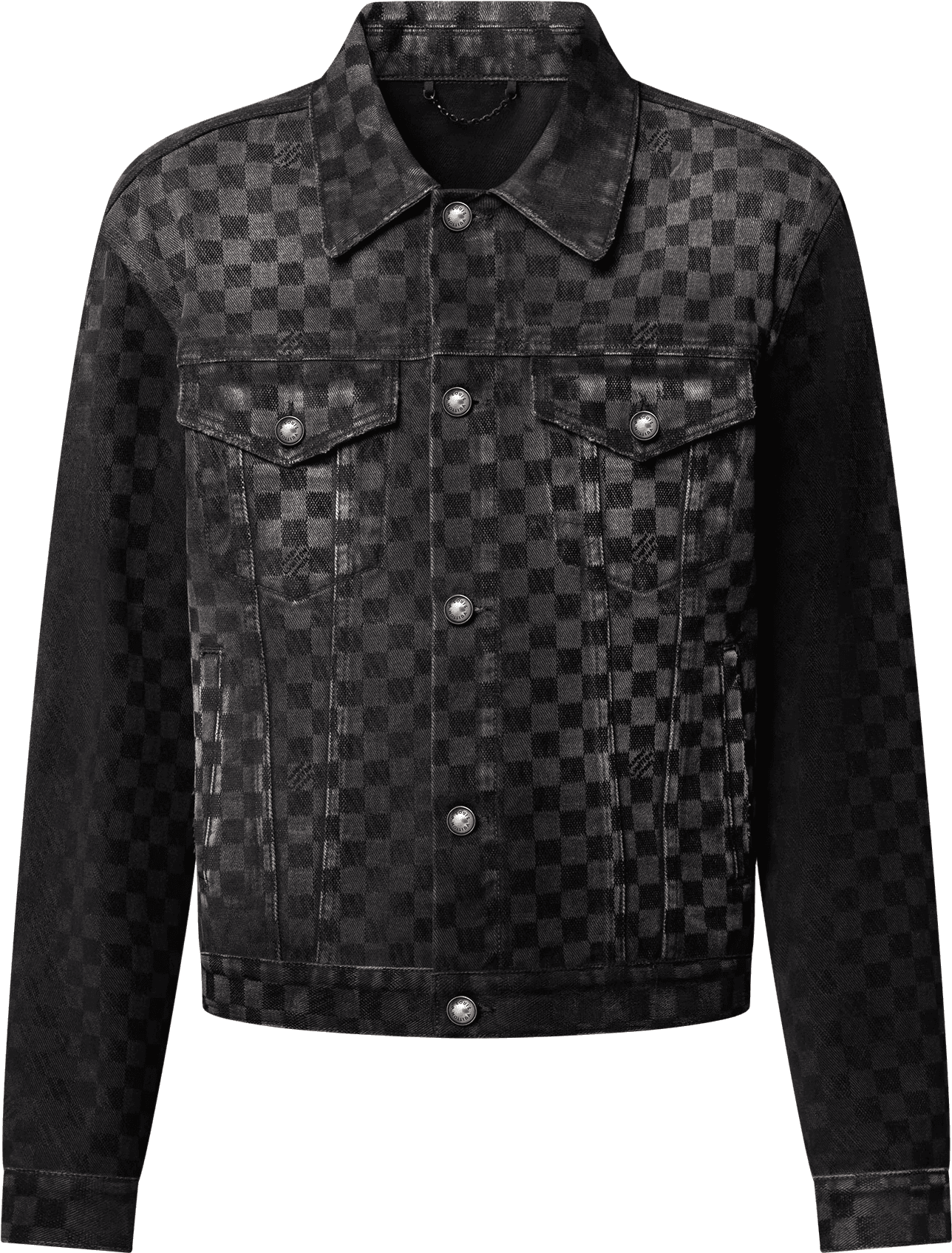 1ahbdy Tracksuit Flocked Damier Denim Trucker Jacket